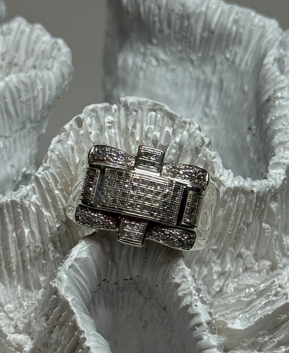 925 Sterling Silver Diamonds Men'S Ring Size 9